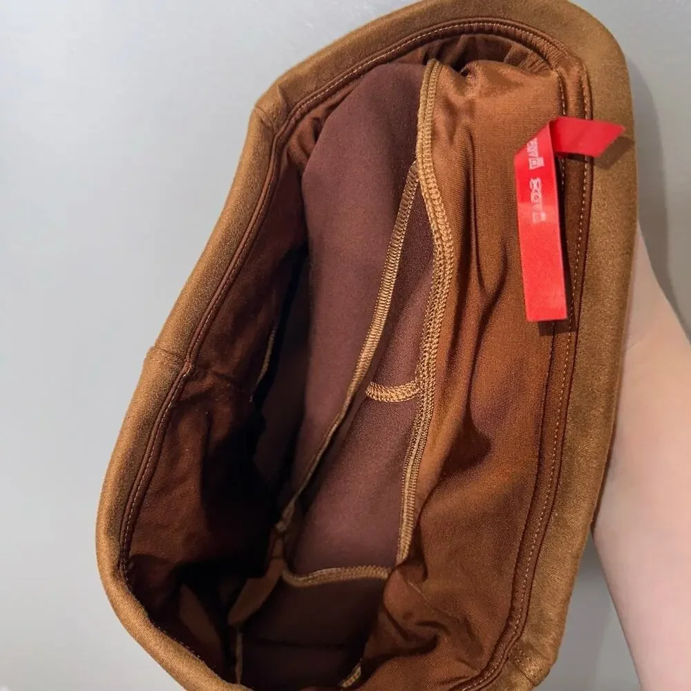 Spanx Faux Suede Shaping Leggings Medium Rich Caramel Brown High Rise - Picture 6 of 8